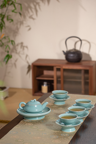 花口茶具套组（粉青）